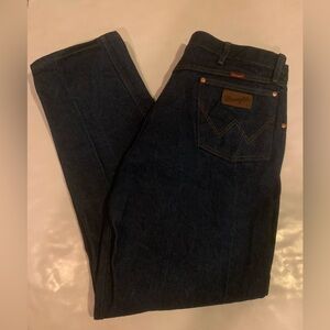 Wrangler Jeans Mens 38 x 32 Dark Blue Denim Cowboy Western Rodeo